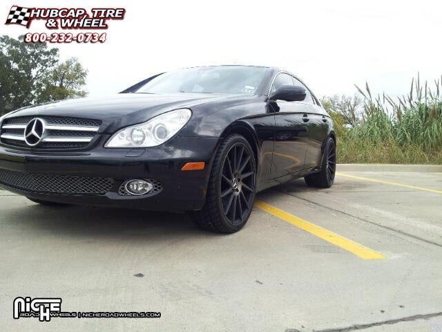 vehicle gallery/mercedes benz cls 550 niche surge m114  Black & Machined w/ Dark Tint wheels and rims